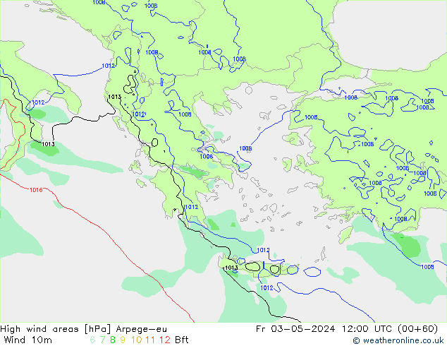 High wind areas Arpege-eu  03.05.2024 12 UTC