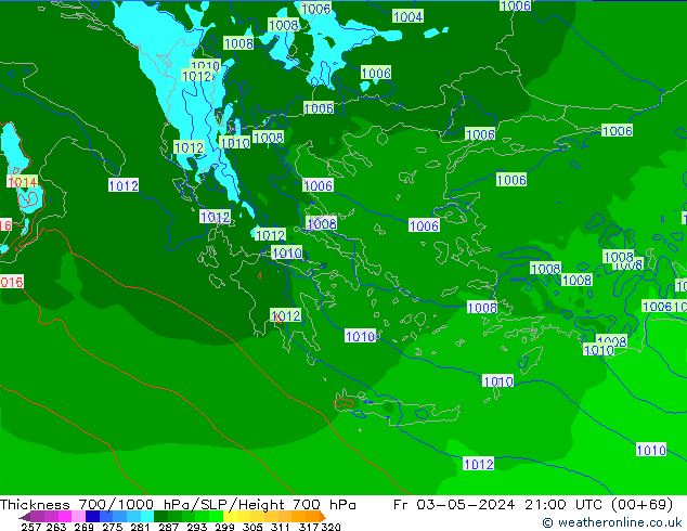 Thck 700-1000 hPa Arpege-eu  03.05.2024 21 UTC