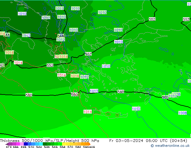 Thck 500-1000hPa Arpege-eu Fr 03.05.2024 06 UTC