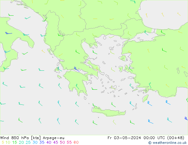 Wind 850 hPa Arpege-eu Fr 03.05.2024 00 UTC