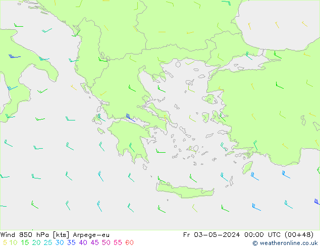 Vent 850 hPa Arpege-eu ven 03.05.2024 00 UTC