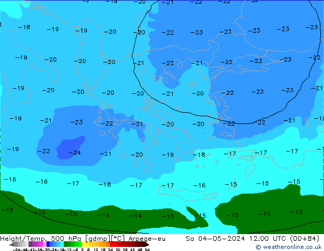 Height/Temp. 500 hPa Arpege-eu Sa 04.05.2024 12 UTC