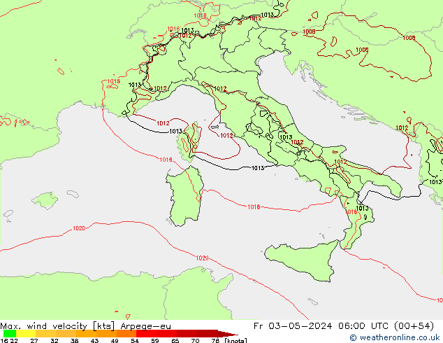 Maks. Rüzgar Hızı Arpege-eu Cu 03.05.2024 06 UTC