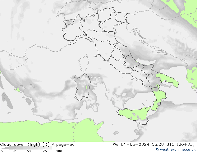 Bulutlar (yüksek) Arpege-eu Çar 01.05.2024 03 UTC