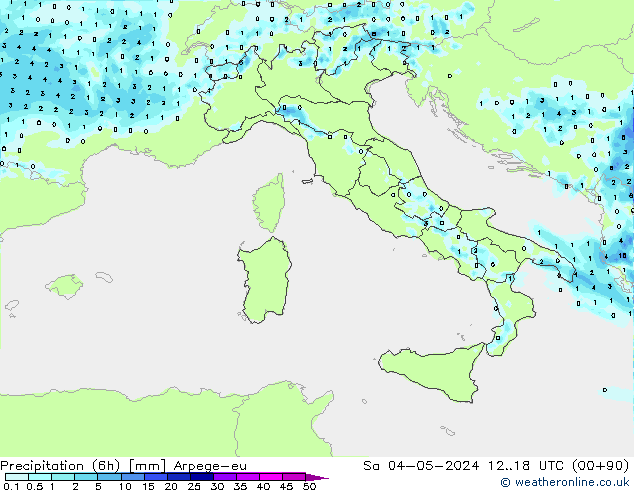 Precipitation (6h) Arpege-eu Sa 04.05.2024 18 UTC