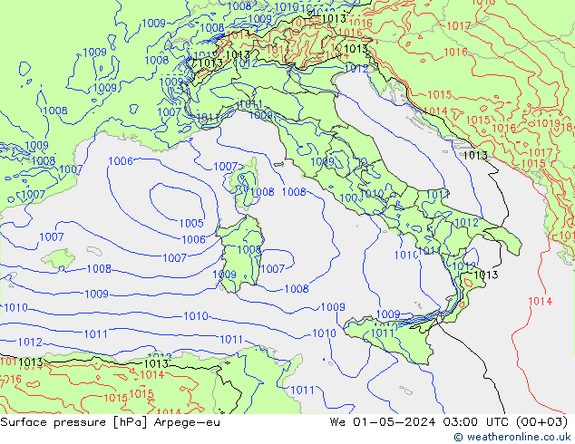 pressão do solo Arpege-eu Qua 01.05.2024 03 UTC