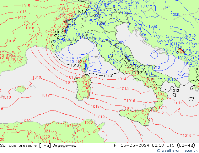 Luchtdruk (Grond) Arpege-eu vr 03.05.2024 00 UTC