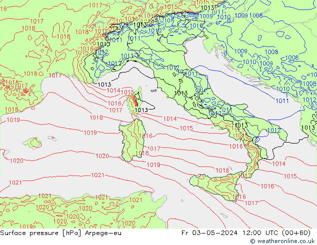 Yer basıncı Arpege-eu Cu 03.05.2024 12 UTC