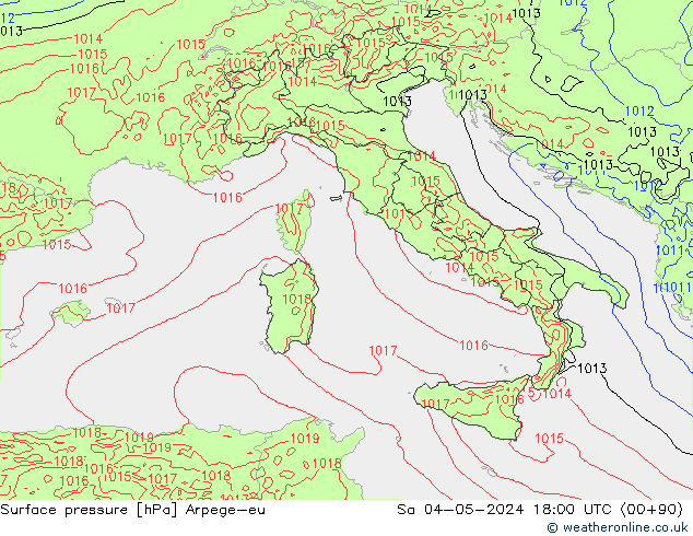 Surface pressure Arpege-eu Sa 04.05.2024 18 UTC