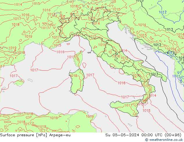 Surface pressure Arpege-eu Su 05.05.2024 00 UTC