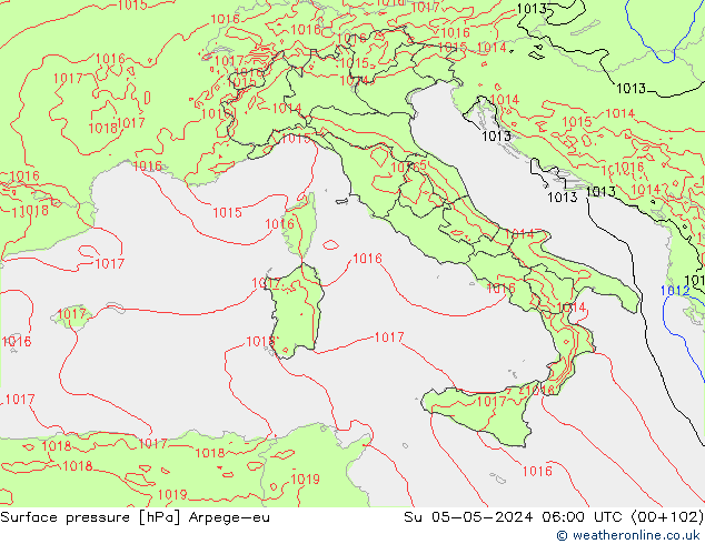 Surface pressure Arpege-eu Su 05.05.2024 06 UTC