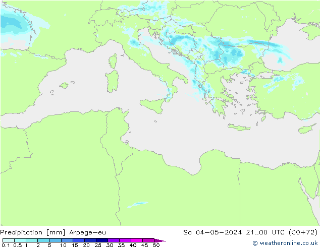 Precipitación Arpege-eu sáb 04.05.2024 00 UTC