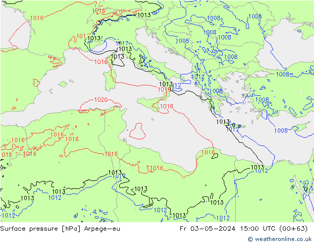 Luchtdruk (Grond) Arpege-eu vr 03.05.2024 15 UTC