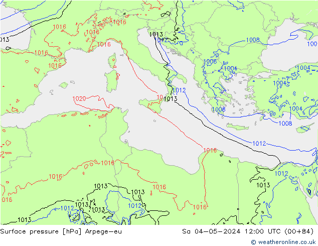 Bodendruck Arpege-eu Sa 04.05.2024 12 UTC