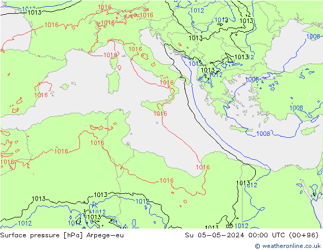 Atmosférický tlak Arpege-eu Ne 05.05.2024 00 UTC