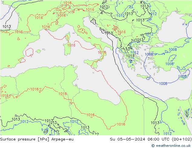 приземное давление Arpege-eu Вс 05.05.2024 06 UTC