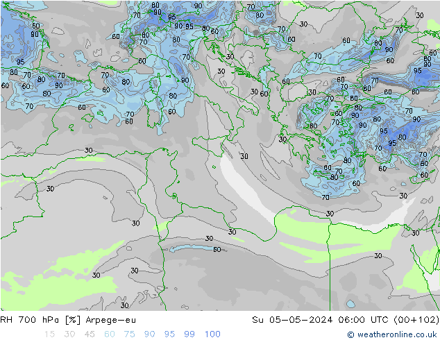 RV 700 hPa Arpege-eu zo 05.05.2024 06 UTC
