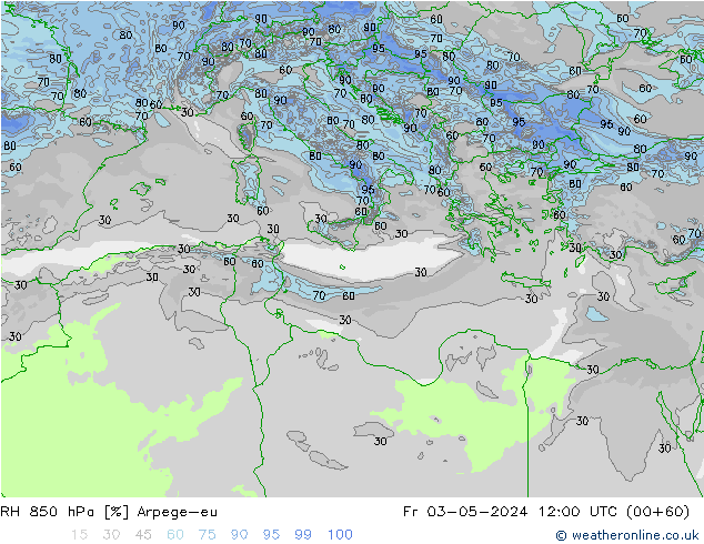 RH 850 hPa Arpege-eu  03.05.2024 12 UTC