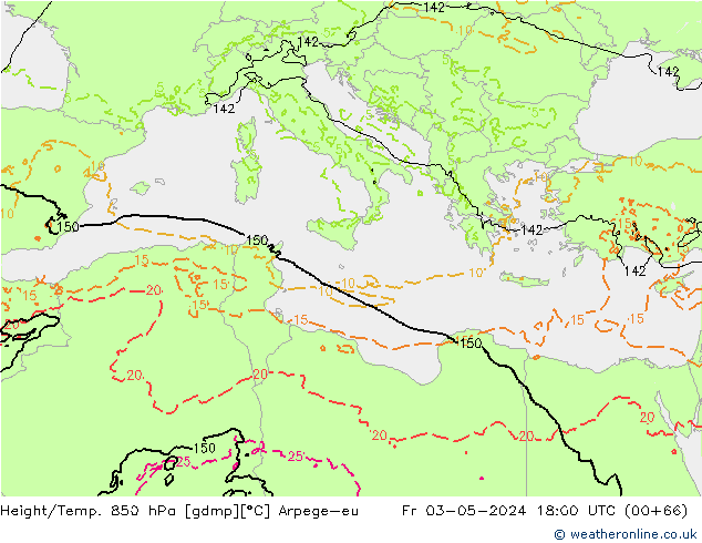 Height/Temp. 850 hPa Arpege-eu Fr 03.05.2024 18 UTC