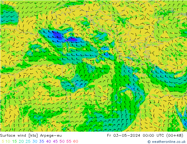 Rüzgar 10 m Arpege-eu Cu 03.05.2024 00 UTC