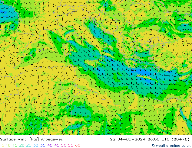 Rüzgar 10 m Arpege-eu Cts 04.05.2024 06 UTC