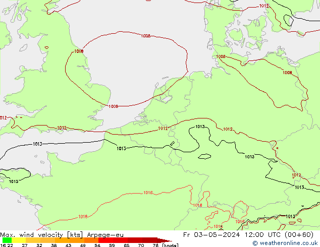 Max. wind velocity Arpege-eu Fr 03.05.2024 12 UTC