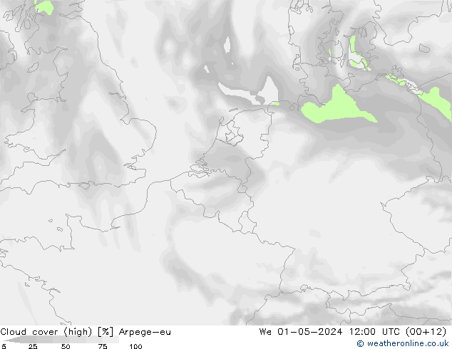 Nuages (élevé) Arpege-eu mer 01.05.2024 12 UTC