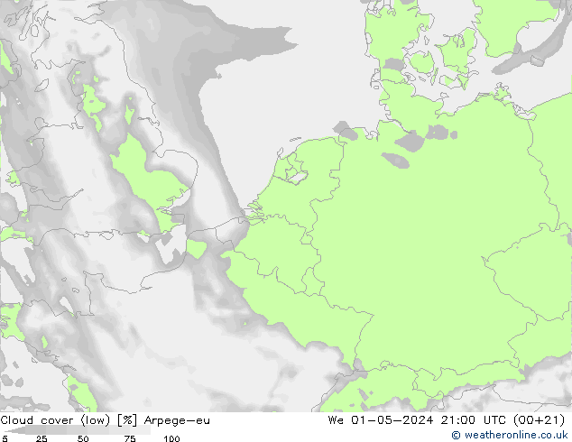 Wolken (tief) Arpege-eu Mi 01.05.2024 21 UTC