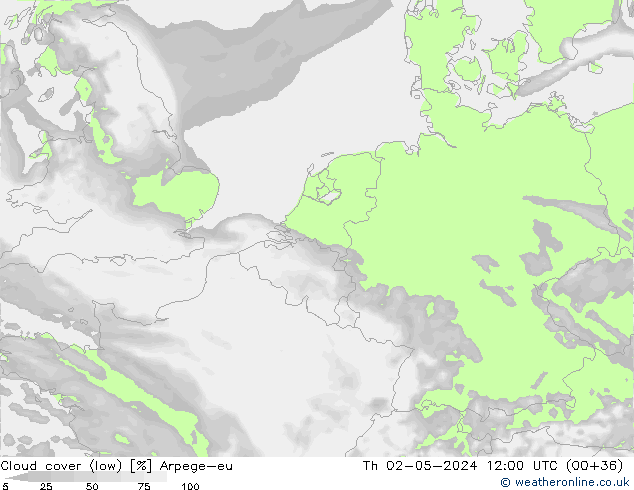 Nubes bajas Arpege-eu jue 02.05.2024 12 UTC