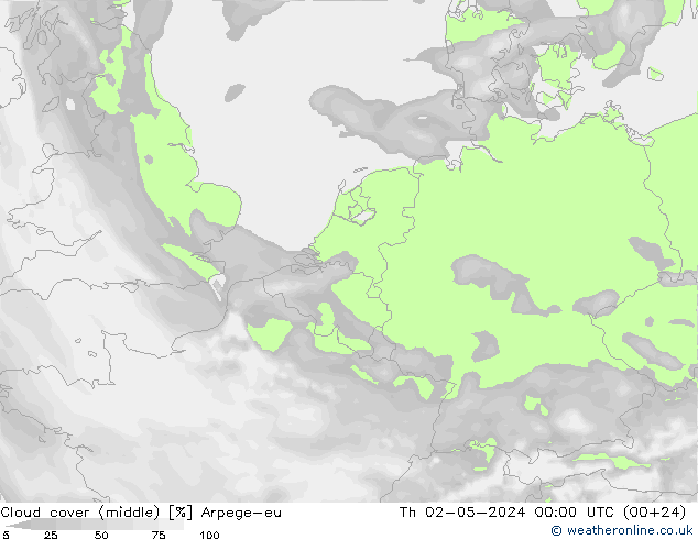 Nuages (moyen) Arpege-eu jeu 02.05.2024 00 UTC