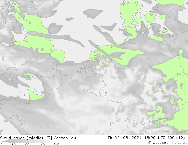 nuvens (médio) Arpege-eu Qui 02.05.2024 18 UTC