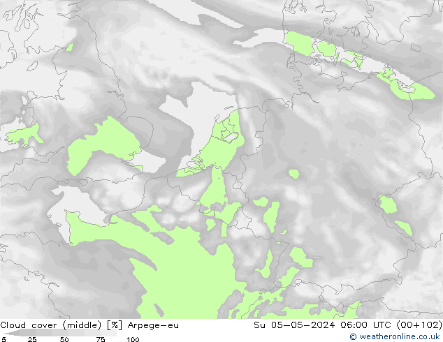 Wolken (mittel) Arpege-eu So 05.05.2024 06 UTC