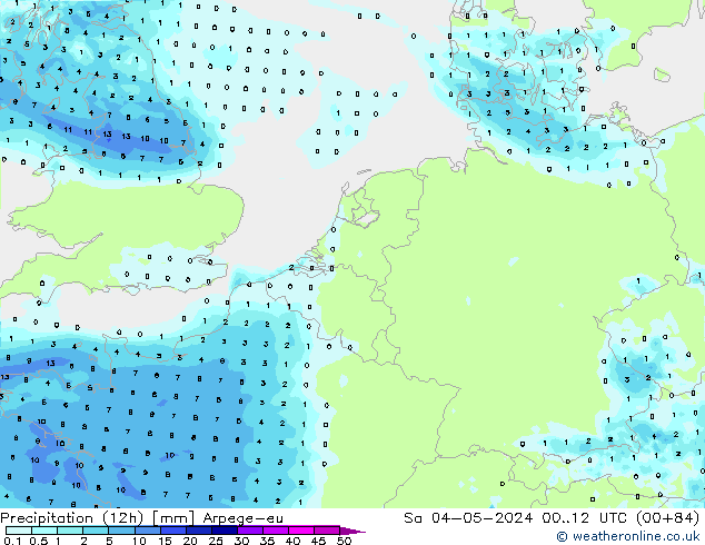 Precipitation (12h) Arpege-eu Sa 04.05.2024 12 UTC