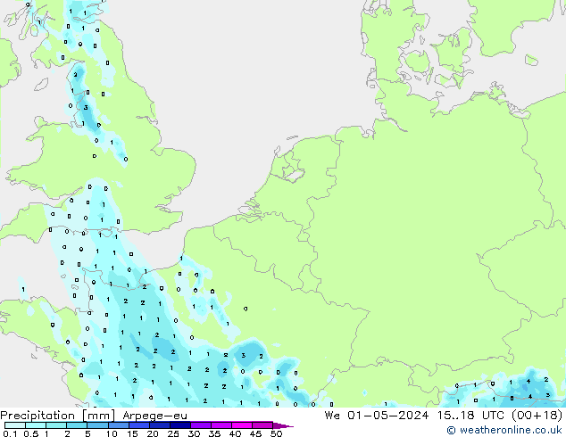 Precipitation Arpege-eu We 01.05.2024 18 UTC