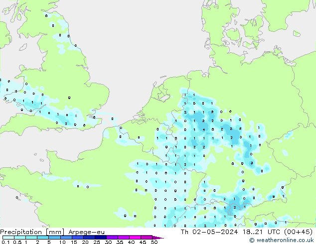Niederschlag Arpege-eu Do 02.05.2024 21 UTC