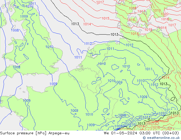 приземное давление Arpege-eu ср 01.05.2024 03 UTC