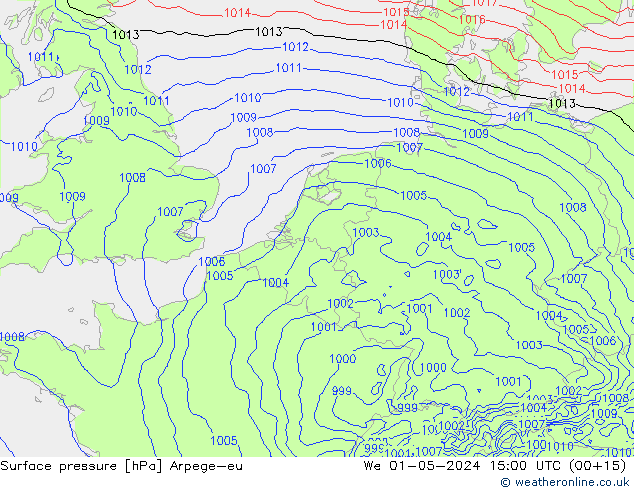 Yer basıncı Arpege-eu Çar 01.05.2024 15 UTC