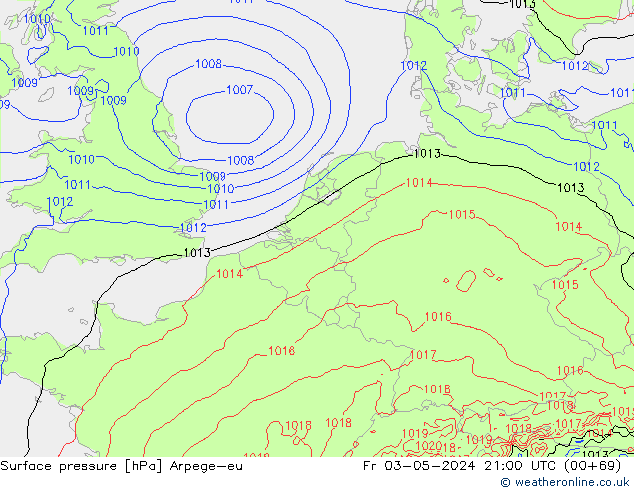 Surface pressure Arpege-eu Fr 03.05.2024 21 UTC