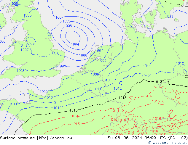 pressão do solo Arpege-eu Dom 05.05.2024 06 UTC