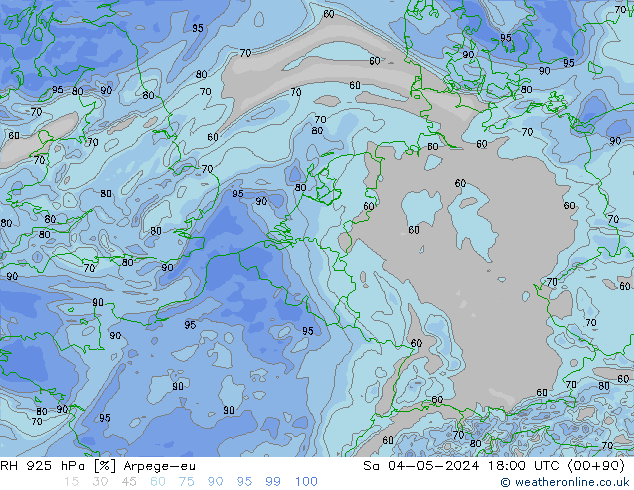 RH 925 hPa Arpege-eu  04.05.2024 18 UTC