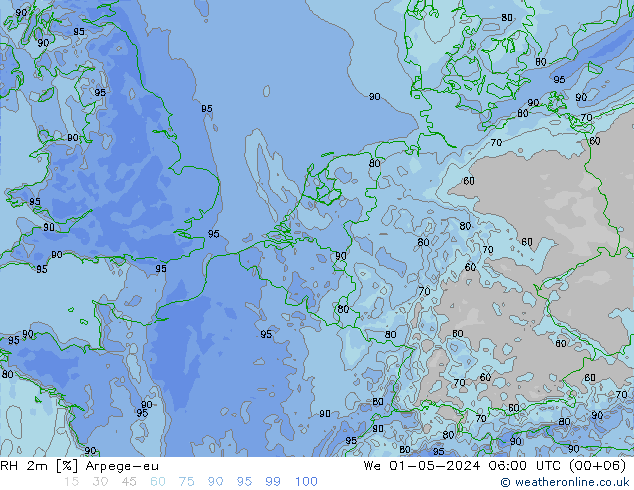 RH 2m Arpege-eu We 01.05.2024 06 UTC