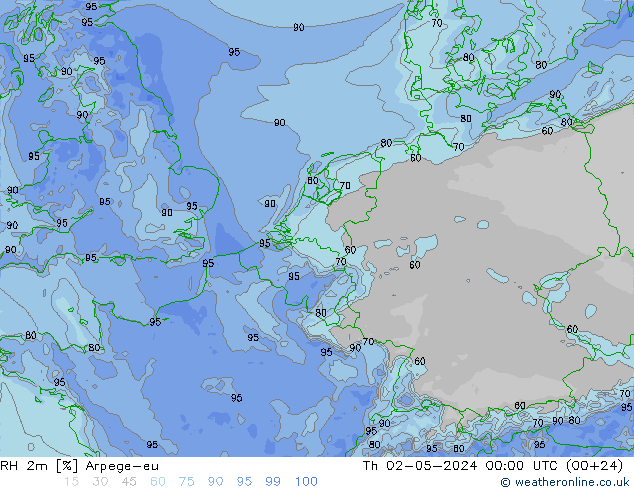 RH 2m Arpege-eu Th 02.05.2024 00 UTC