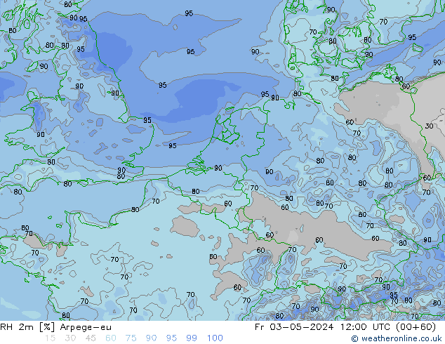 RH 2m Arpege-eu Fr 03.05.2024 12 UTC