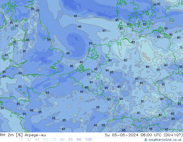 RH 2m Arpege-eu nie. 05.05.2024 06 UTC