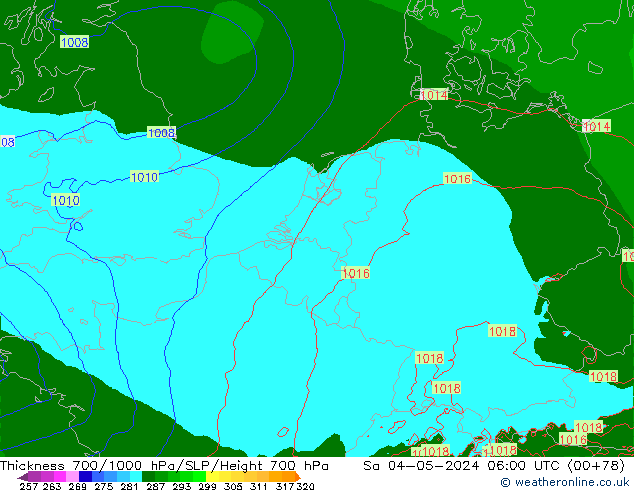 Thck 700-1000 hPa Arpege-eu  04.05.2024 06 UTC