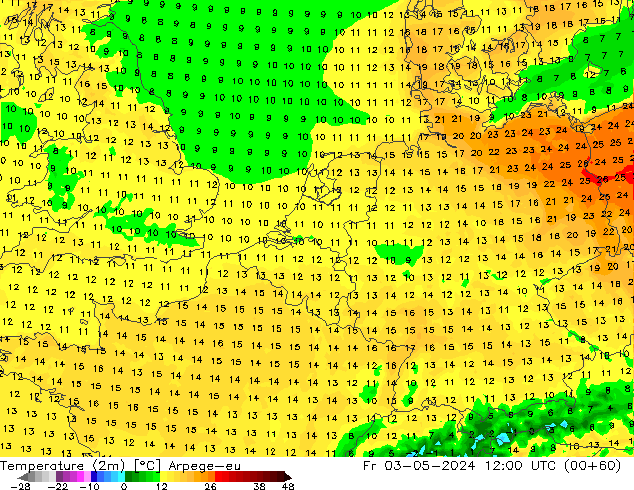 Temperature (2m) Arpege-eu Fr 03.05.2024 12 UTC