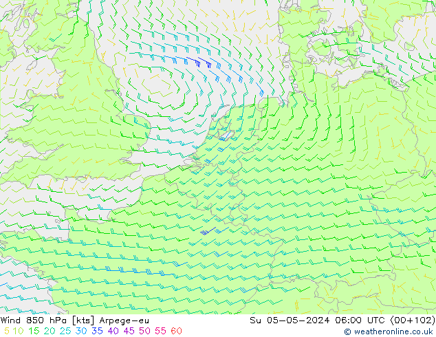  850 hPa Arpege-eu  05.05.2024 06 UTC