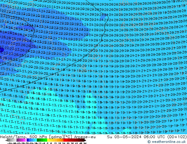 Geop./Temp. 500 hPa Arpege-eu dom 05.05.2024 06 UTC