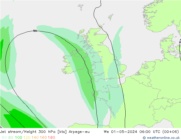 Jet stream Arpege-eu Qua 01.05.2024 06 UTC