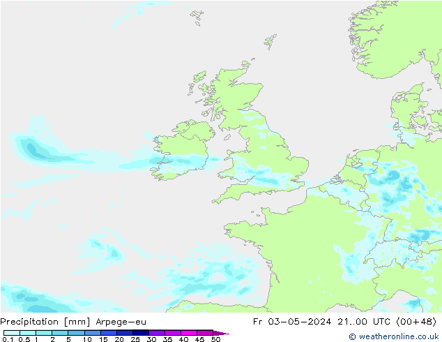 Précipitation Arpege-eu ven 03.05.2024 00 UTC